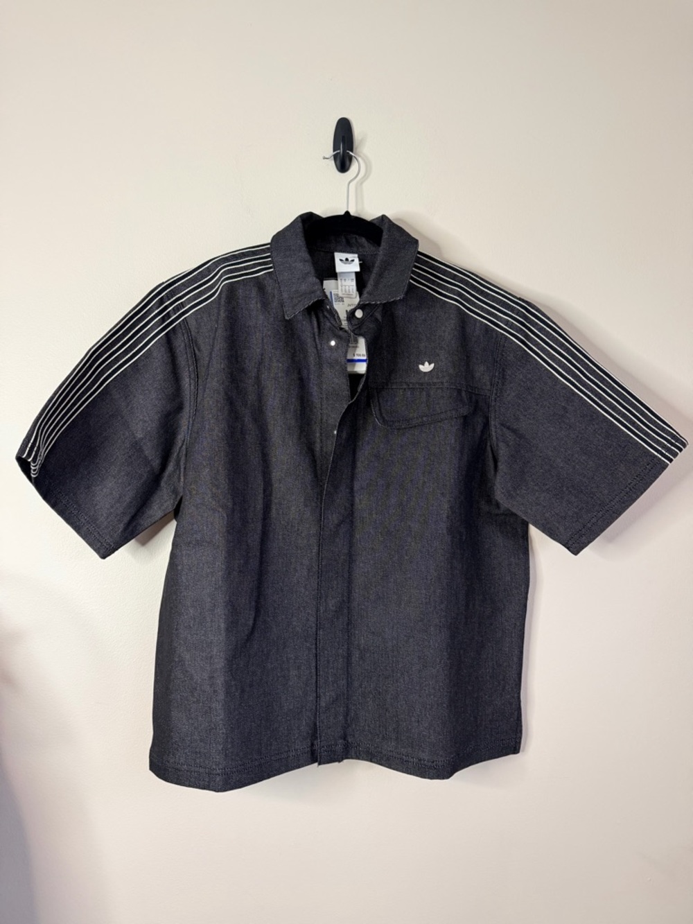 New Adidas Women’s P ESS Essentials Black Denim Workwear Shirt NWT JV7774 Medium